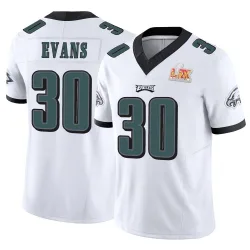Men's Justin Evans Philadelphia Eagles No.30 Limited Vapor F.U.S.E. Super Bowl LIX Jersey - White