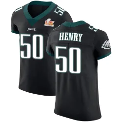 Men's KJ Henry Philadelphia Eagles No.50 Elite Alternate Vapor Untouchable Super Bowl LIX Jersey - Black