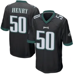 Men's KJ Henry Philadelphia Eagles No.50 Game Alternate Jersey - Black