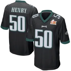 Men's KJ Henry Philadelphia Eagles No.50 Game Alternate Super Bowl LIX Jersey - Black