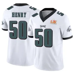 Men's KJ Henry Philadelphia Eagles No.50 Limited Vapor F.U.S.E. Super Bowl LIX Jersey - White
