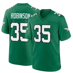 Men's Keilan Robinson Philadelphia Eagles No.35 Game Kelly Alternate Jersey - Green