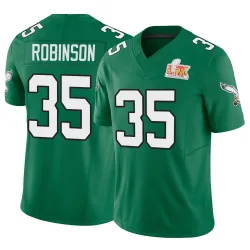 Men's Keilan Robinson Philadelphia Eagles No.35 Limited Kelly Alternate Vapor F.U.S.E. Super Bowl LIX Jersey - Green