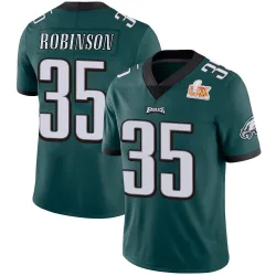 Men's Keilan Robinson Philadelphia Eagles No.35 Limited Midnight Team Color Vapor Untouchable Super Bowl LIX Jersey - Green