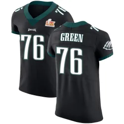 Men's Kenyon Green Philadelphia Eagles No.76 Elite Alternate Vapor Untouchable Super Bowl LIX Jersey - Black
