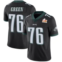 Men's Kenyon Green Philadelphia Eagles No.76 Limited Alternate Vapor Untouchable Super Bowl LIX Jersey - Black