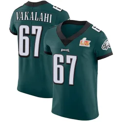 Men's Laekin Vakalahi Philadelphia Eagles No.67 Elite Midnight Team Color Vapor Untouchable Super Bowl LIX Jersey - Green