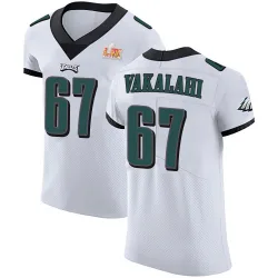Men's Laekin Vakalahi Philadelphia Eagles No.67 Elite Vapor Untouchable Super Bowl LIX Jersey - White