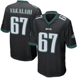 Men's Laekin Vakalahi Philadelphia Eagles No.67 Game Alternate Jersey - Black