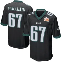 Men's Laekin Vakalahi Philadelphia Eagles No.67 Game Alternate Super Bowl LIX Jersey - Black