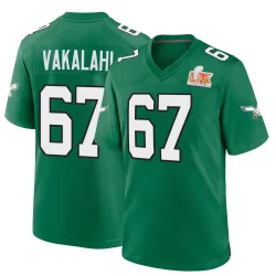 Men's Laekin Vakalahi Philadelphia Eagles No.67 Game Kelly Alternate Super Bowl LIX Jersey - Green