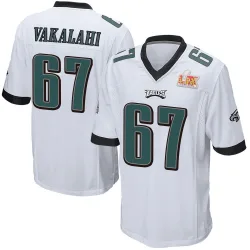 Men's Laekin Vakalahi Philadelphia Eagles No.67 Game Super Bowl LIX Jersey - White