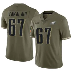 Men's Laekin Vakalahi Philadelphia Eagles No.67 Limited 2022 Salute To Service Jersey - Olive