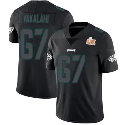 Men's Laekin Vakalahi Philadelphia Eagles No.67 Limited Super Bowl LIX Jersey - Black Impact