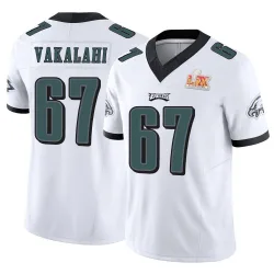 Men's Laekin Vakalahi Philadelphia Eagles No.67 Limited Vapor F.U.S.E. Super Bowl LIX Jersey - White
