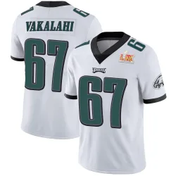 Men's Laekin Vakalahi Philadelphia Eagles No.67 Limited Vapor Untouchable Super Bowl LIX Jersey - White
