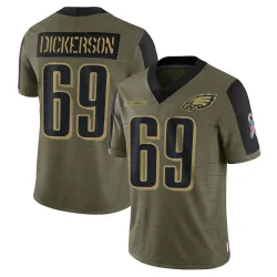 Men's Landon Dickerson Philadelphia Eagles No.69 Limited 2021 Salute To Service Jersey - Olive