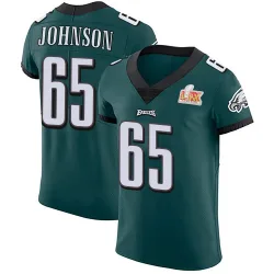 Men's Lane Johnson Philadelphia Eagles No.65 Elite Midnight Team Color Vapor Untouchable Super Bowl LIX Jersey - Green