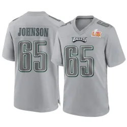 Men's Lane Johnson Philadelphia Eagles No.65 Game Atmosphere Fashion Super Bowl LIX Jersey - Gray