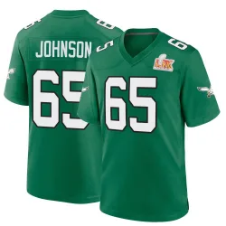 Men's Lane Johnson Philadelphia Eagles No.65 Game Kelly Alternate Super Bowl LIX Jersey - Green