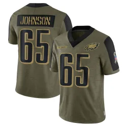 Men's Lane Johnson Philadelphia Eagles No.65 Limited 2021 Salute To Service Jersey - Olive