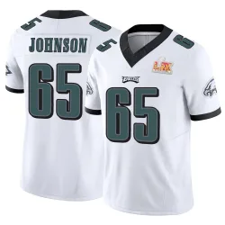 Men's Lane Johnson Philadelphia Eagles No.65 Limited Vapor F.U.S.E. Super Bowl LIX Jersey - White