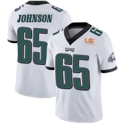 Men's Lane Johnson Philadelphia Eagles No.65 Limited Vapor Untouchable Super Bowl LIX Jersey - White