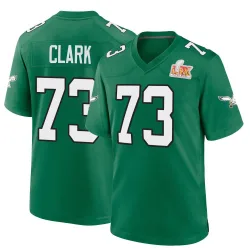 Men's Le'Raven Clark Philadelphia Eagles No.73 Game Kelly Alternate Super Bowl LIX Jersey - Green