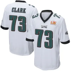 Men's Le'Raven Clark Philadelphia Eagles No.73 Game Super Bowl LIX Jersey - White