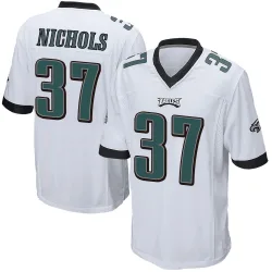 Men's Lew Nichols Philadelphia Eagles No.37 Game Jersey - White