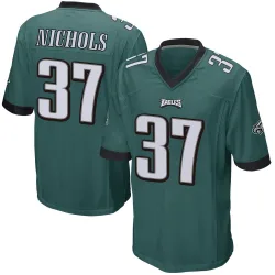 Men's Lew Nichols Philadelphia Eagles No.37 Game Team Color Jersey - Green