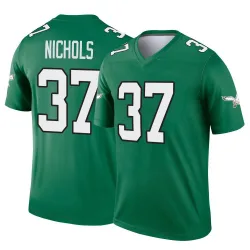 Men's Lew Nichols Philadelphia Eagles No.37 Legend Kelly Alternate Jersey - Green