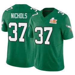 Men's Lew Nichols Philadelphia Eagles No.37 Limited Kelly Alternate Vapor F.U.S.E. Super Bowl LIX Jersey - Green