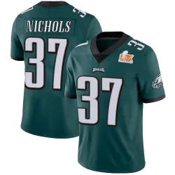 Men's Lew Nichols Philadelphia Eagles No.37 Limited Midnight Team Color Vapor Untouchable Super Bowl LIX Jersey - Green
