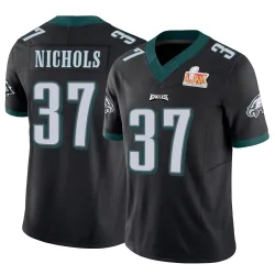 Men's Lew Nichols Philadelphia Eagles No.37 Limited Vapor F.U.S.E. Super Bowl LIX Jersey - Black