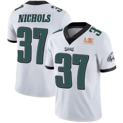 Men's Lew Nichols Philadelphia Eagles No.37 Limited Vapor Untouchable Super Bowl LIX Jersey - White