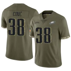 Men's Lewis Cine Philadelphia Eagles No.38 Limited 2022 Salute To Service Jersey - Olive