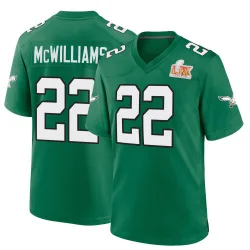 Men's Mac McWilliams Philadelphia Eagles No.22 Game Kelly Alternate Super Bowl LIX Jersey - Green