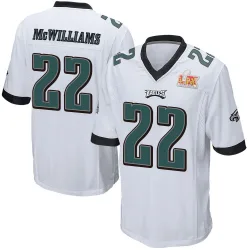 Men's Mac McWilliams Philadelphia Eagles No.22 Game Super Bowl LIX Jersey - White