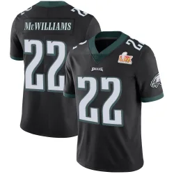 Men's Mac McWilliams Philadelphia Eagles No.22 Limited Alternate Vapor Untouchable Super Bowl LIX Jersey - Black