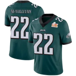 Men's Mac McWilliams Philadelphia Eagles No.22 Limited Midnight Team Color Vapor Untouchable Super Bowl LIX Jersey - Green