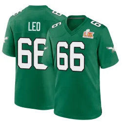 Men's Matt Leo Philadelphia Eagles No.66 Game Kelly Alternate Super Bowl LIX Jersey - Green