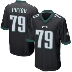 Men's Matt Pryor Philadelphia Eagles No.79 Game Alternate Jersey - Black