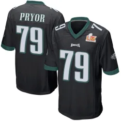 Men's Matt Pryor Philadelphia Eagles No.79 Game Alternate Super Bowl LIX Jersey - Black