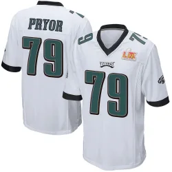 Men's Matt Pryor Philadelphia Eagles No.79 Game Super Bowl LIX Jersey - White