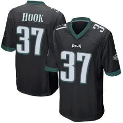 Men's Maxen Hook Philadelphia Eagles No.37 Game Alternate Jersey - Black