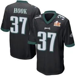 Men's Maxen Hook Philadelphia Eagles No.37 Game Alternate Super Bowl LIX Jersey - Black