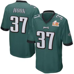 Men's Maxen Hook Philadelphia Eagles No.37 Game Team Color Super Bowl LIX Jersey - Green