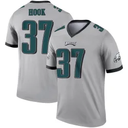 Men's Maxen Hook Philadelphia Eagles No.37 Legend Silver Inverted Jersey