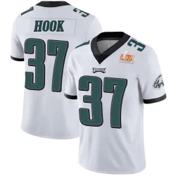 Men's Maxen Hook Philadelphia Eagles No.37 Limited Vapor Untouchable Super Bowl LIX Jersey - White